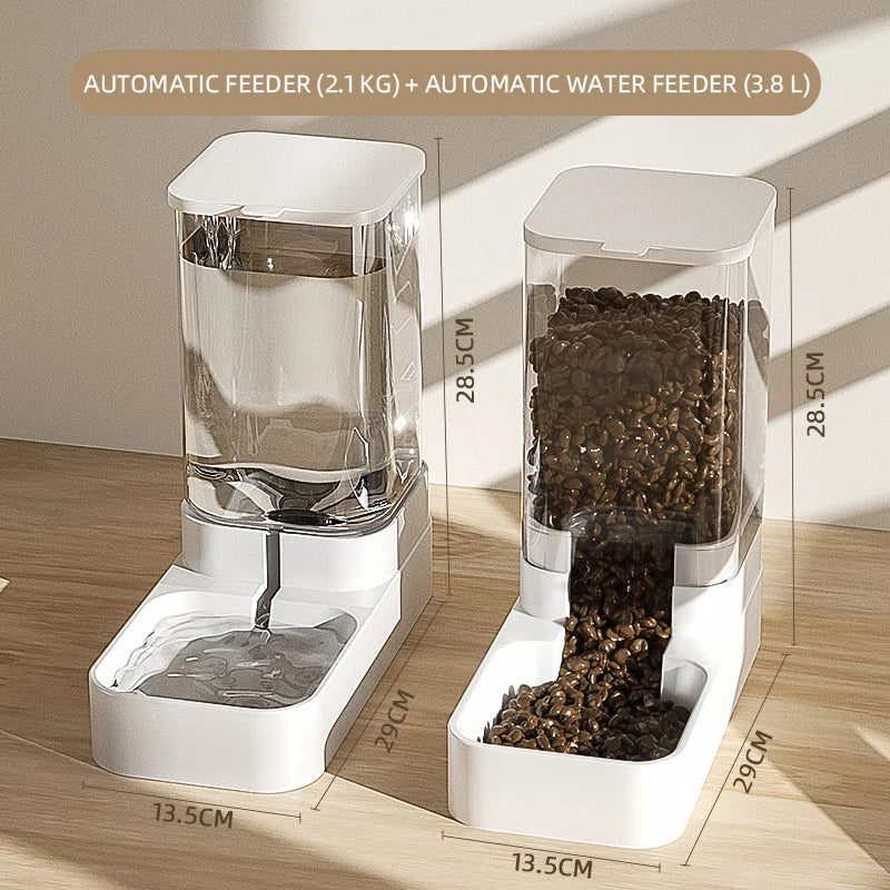 KFX-8204733 Transparent Plastic Automatic Pet Feeder and Water Dispenser with Large Capacity