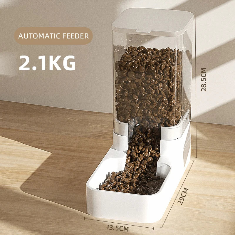 KFX-8204733 Transparent Plastic Automatic Pet Feeder and Water Dispenser with Large Capacity