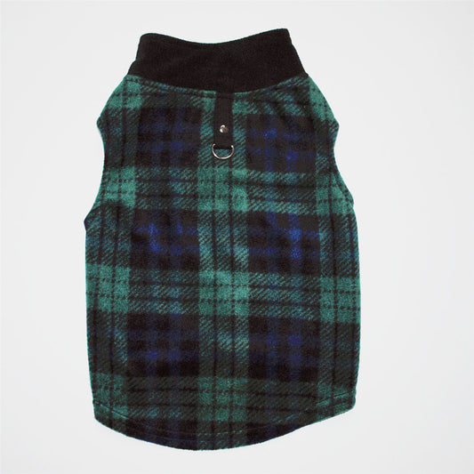 KFX-8206909 Thickened Fleece Vest Coat for Small Medium Dogs with Traction Ring – Casual Autumn Winter Wear