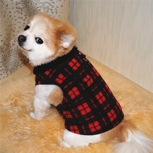 KFX-8206909 Thickened Fleece Vest Coat for Small Medium Dogs with Traction Ring – Casual Autumn Winter Wear