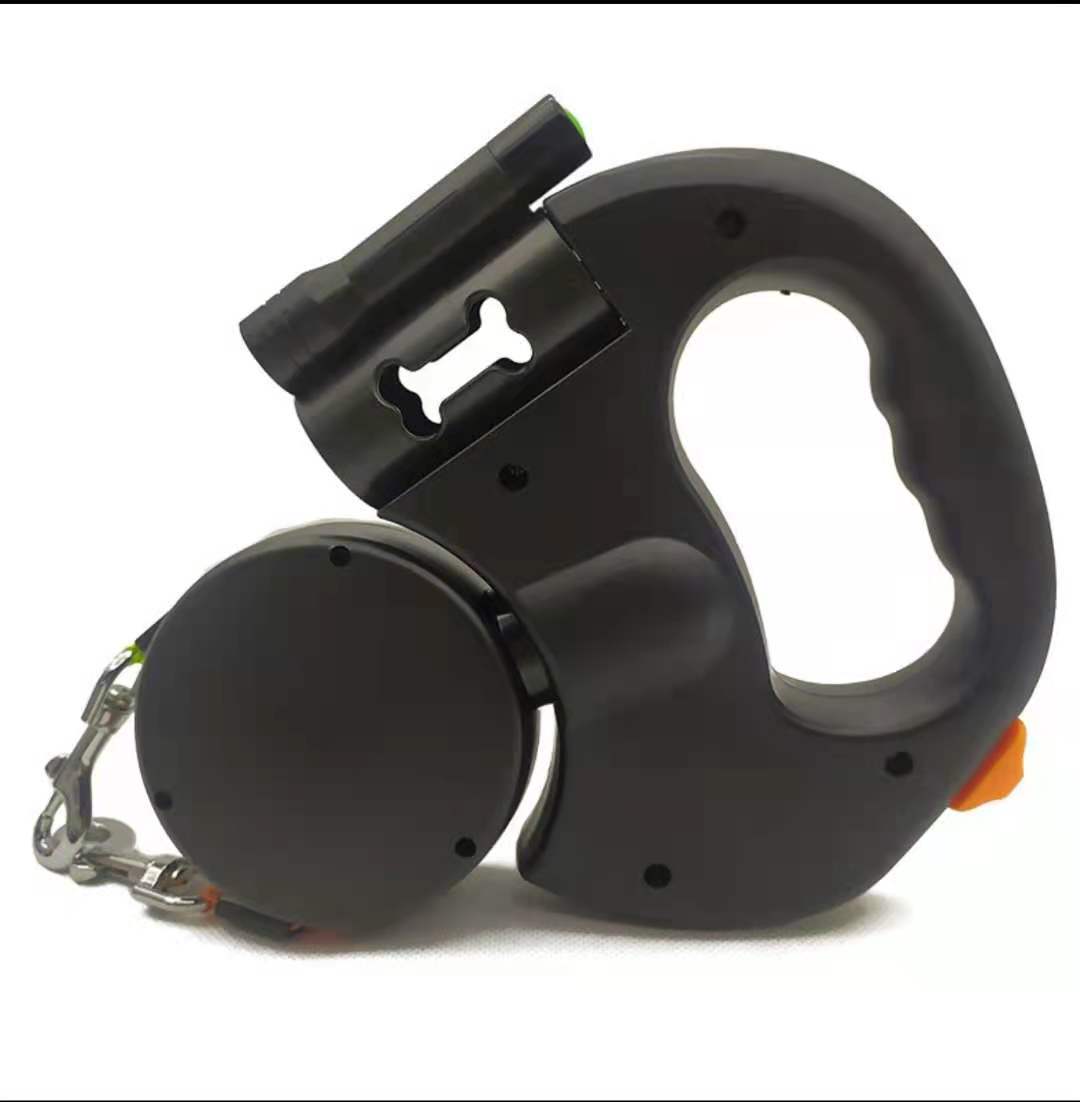 KFX-8208317 Retractable Dual Dog Leash with 360-Degree Swivel, Reflective Handle, and Built-in Light for Small Dogs