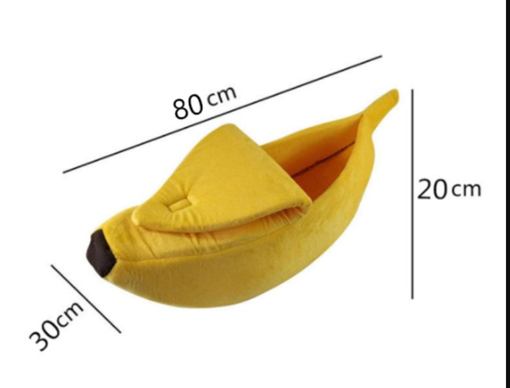 KFX-8208573 Cozy Banana-Shaped Pet Bed with Soft Plush Fabric for Dogs and Cats