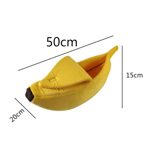 KFX-8208573 Cozy Banana-Shaped Pet Bed with Soft Plush Fabric for Dogs and Cats