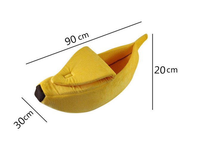 KFX-8208573 Cozy Banana-Shaped Pet Bed with Soft Plush Fabric for Dogs and Cats