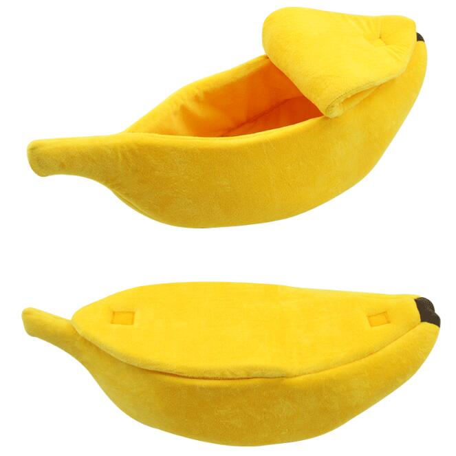 KFX-8208573 Cozy Banana-Shaped Pet Bed with Soft Plush Fabric for Dogs and Cats