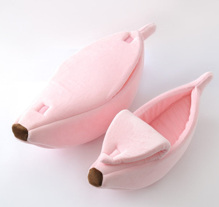 KFX-8208573 Cozy Banana-Shaped Pet Bed with Soft Plush Fabric for Dogs and Cats
