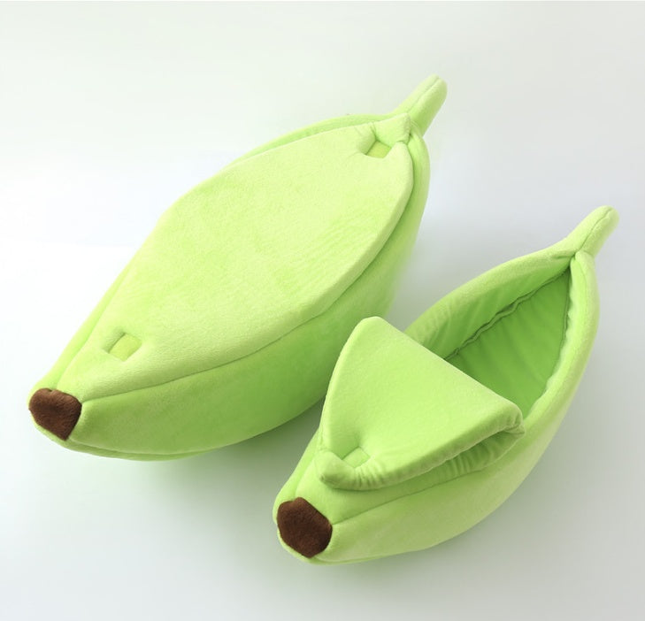 KFX-8208573 Cozy Banana-Shaped Pet Bed with Soft Plush Fabric for Dogs and Cats