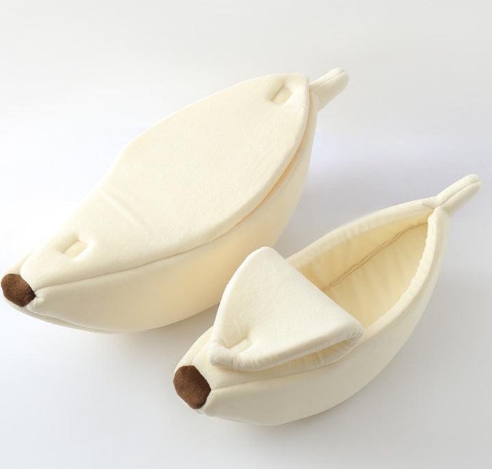 KFX-8208573 Cozy Banana-Shaped Pet Bed with Soft Plush Fabric for Dogs and Cats