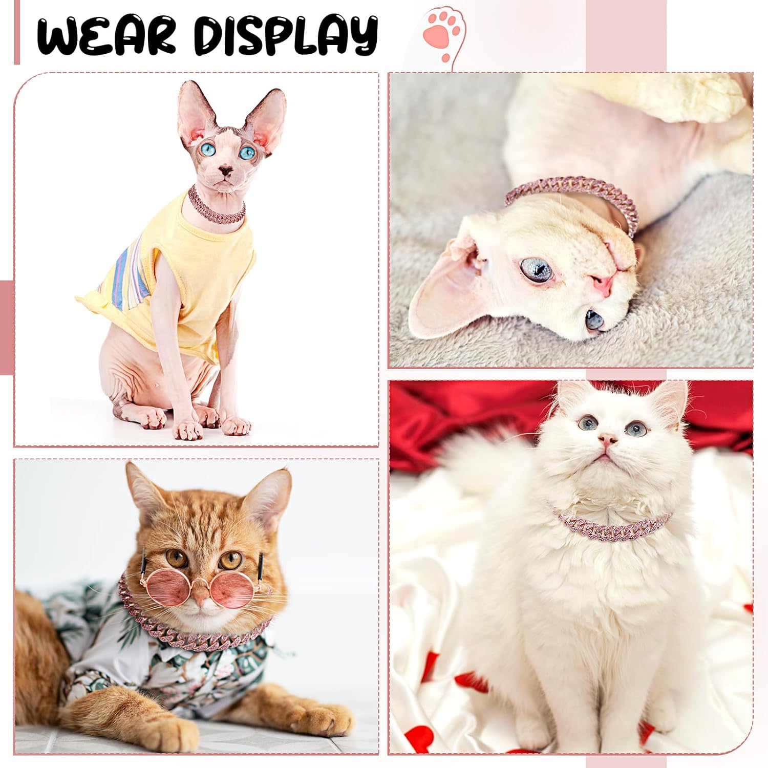 KFX-8209981 Elegant Metal Pet Necklace with Crystal Accents for Small to Large Dogs and Cats
