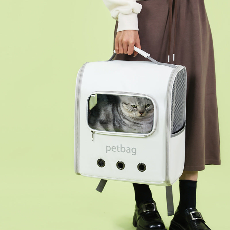 KFX-8210749 Large Capacity Transparent Cat Backpack with Window - Durable PVC Oxford Material, Holds Up to 6.5kg