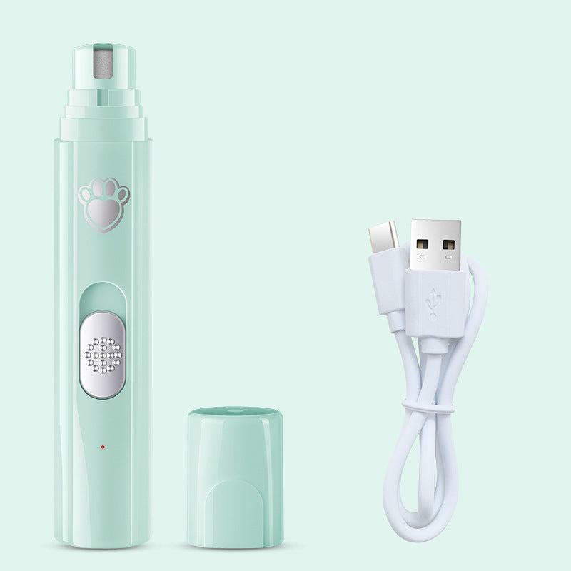 KFX-8212285 USB Rechargeable Pet Nail Trimmer - Sleek Design in White & Green, Includes Manicure Tools and Charging Cable