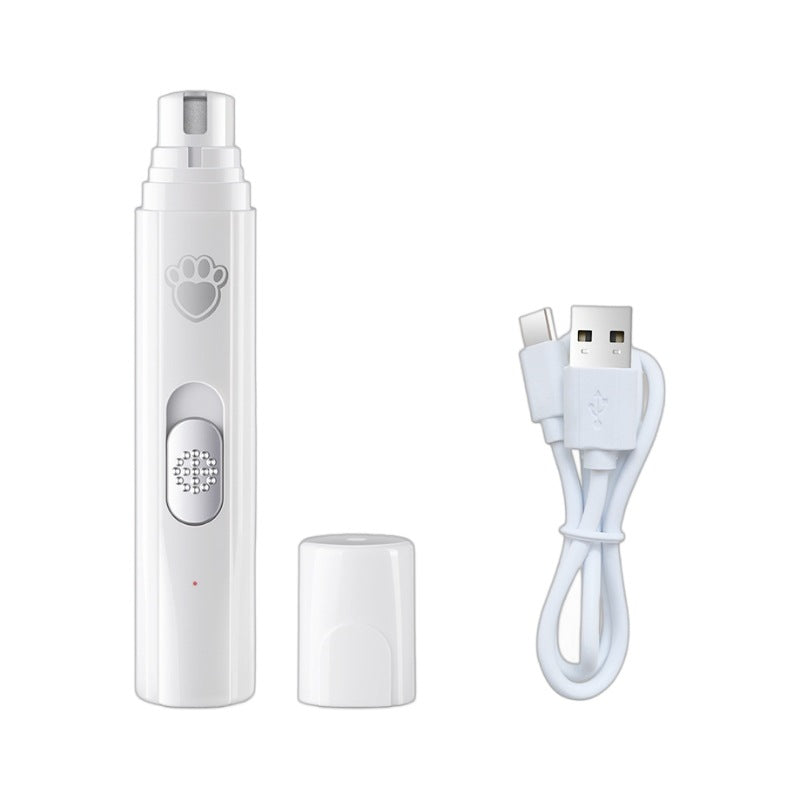 KFX-8212285 USB Rechargeable Pet Nail Trimmer - Sleek Design in White & Green, Includes Manicure Tools and Charging Cable