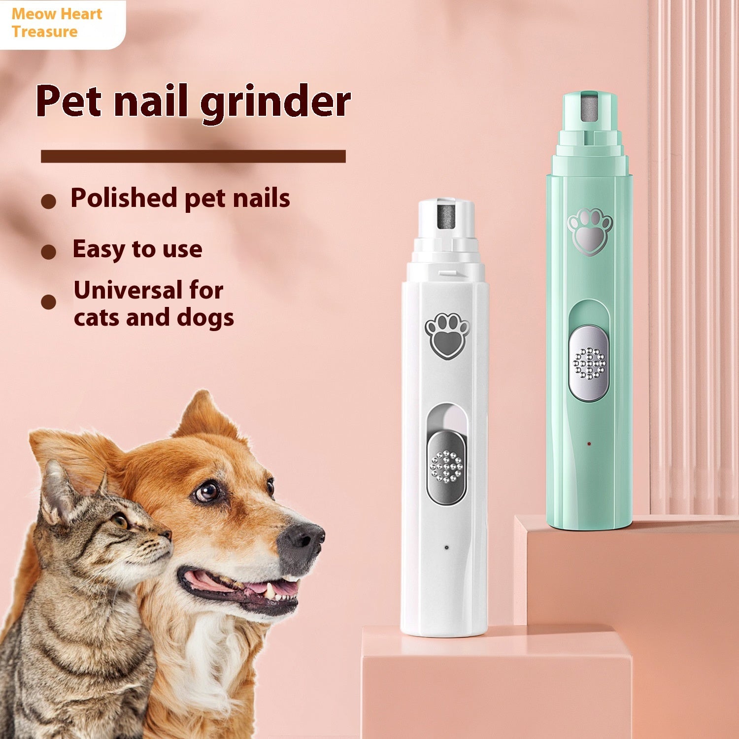 KFX-8212285 USB Rechargeable Pet Nail Trimmer - Sleek Design in White & Green, Includes Manicure Tools and Charging Cable
