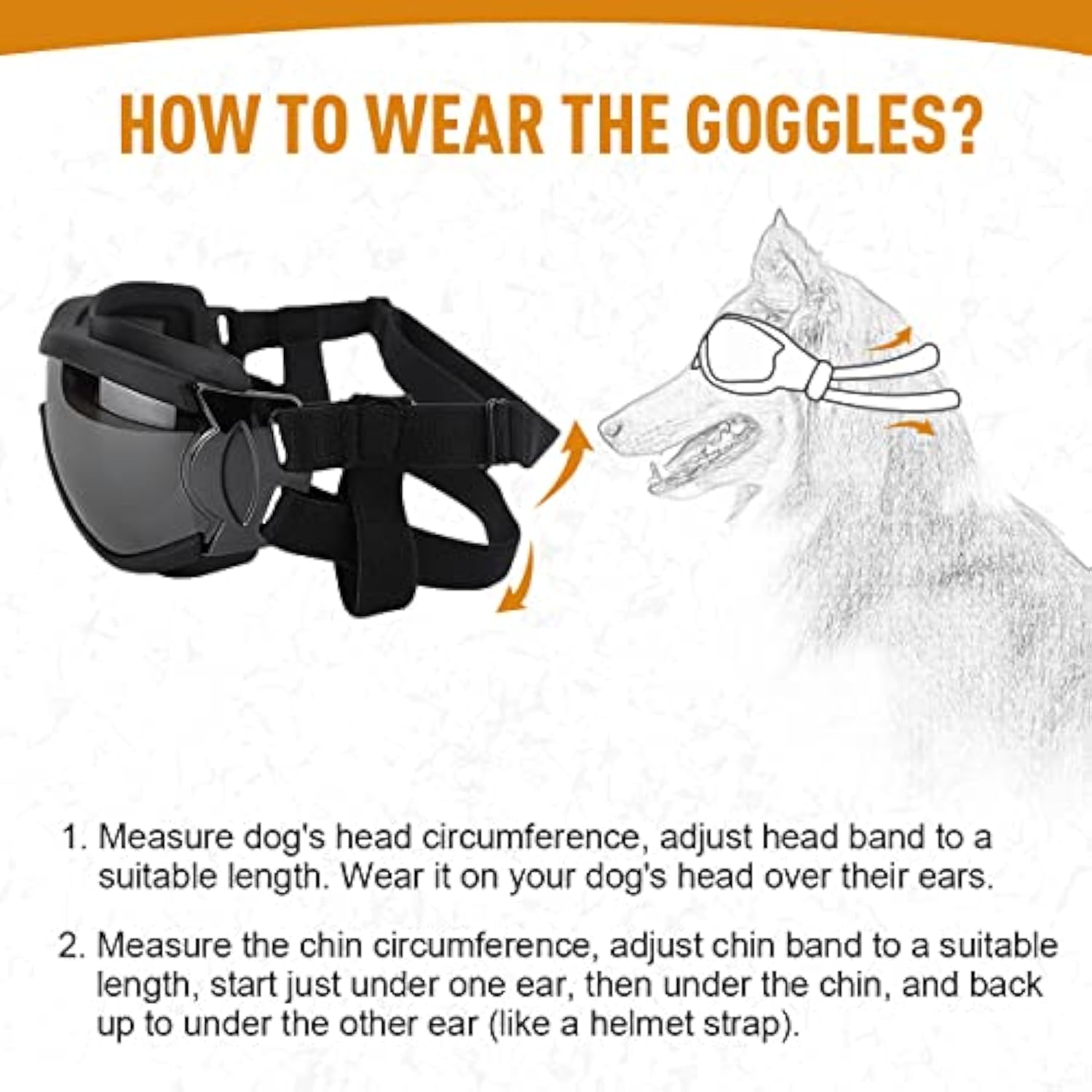 KFX-8212669 Windproof Dog Sunglasses for Large and Medium Breeds with Sun Protection and Anti-Fog Lens