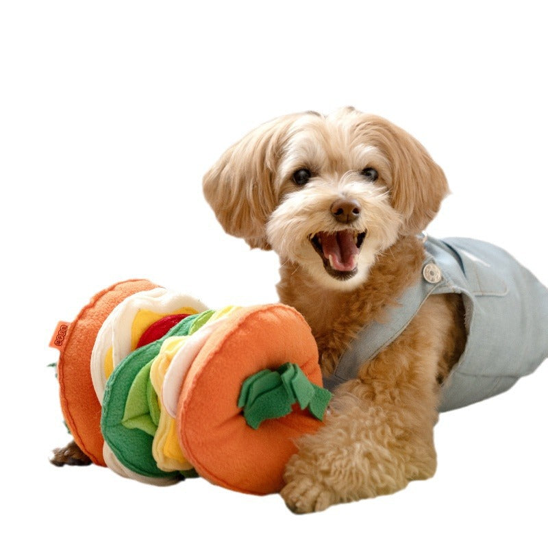 KFX-8215101 Colorful Hamburger Toy for Dogs | Educational Leakage Toy Made of Polar Fleece, Sponge, and Pearl Cotton