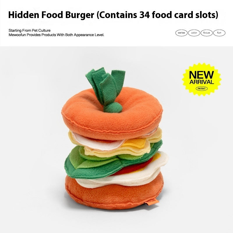 KFX-8215101 Colorful Hamburger Toy for Dogs | Educational Leakage Toy Made of Polar Fleece, Sponge, and Pearl Cotton