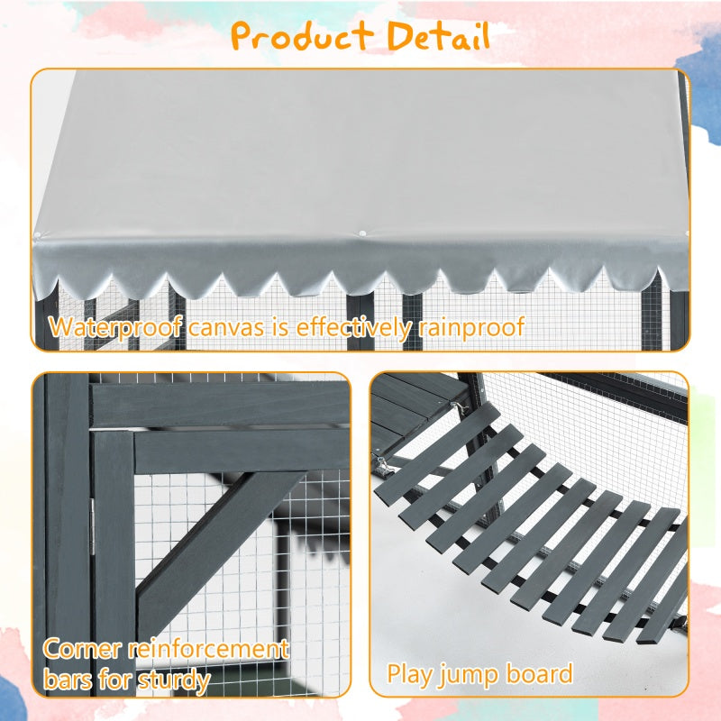 KFX-8217917 Extra Spacious Outdoor Cat Enclosure with Weather-Resistant Roof and Cat Climbing Features