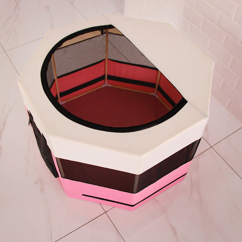 KFX-8218301 Solid Wood Octagonal Cat Kennel with Waterproof 600D Oxford Cloth and Scratch Resistance