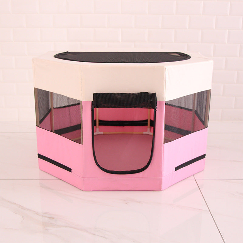 KFX-8218301 Solid Wood Octagonal Cat Kennel with Waterproof 600D Oxford Cloth and Scratch Resistance