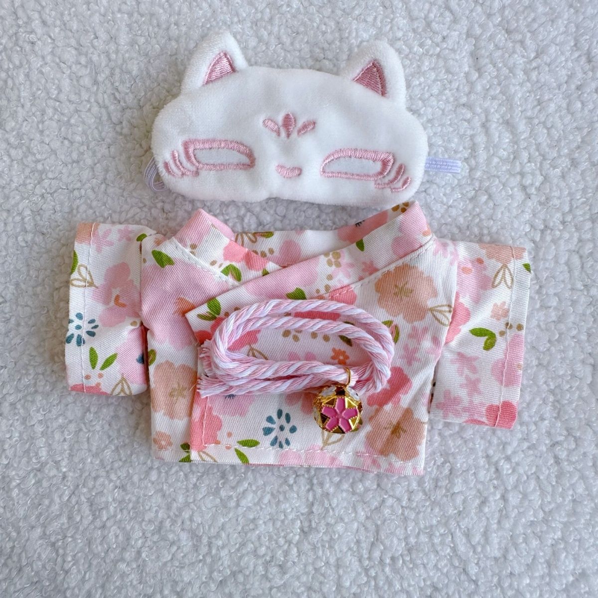 KFX-8218813 Floral Plush Doll Set with Eye Masks - Soft Cotton Outfit for Youth