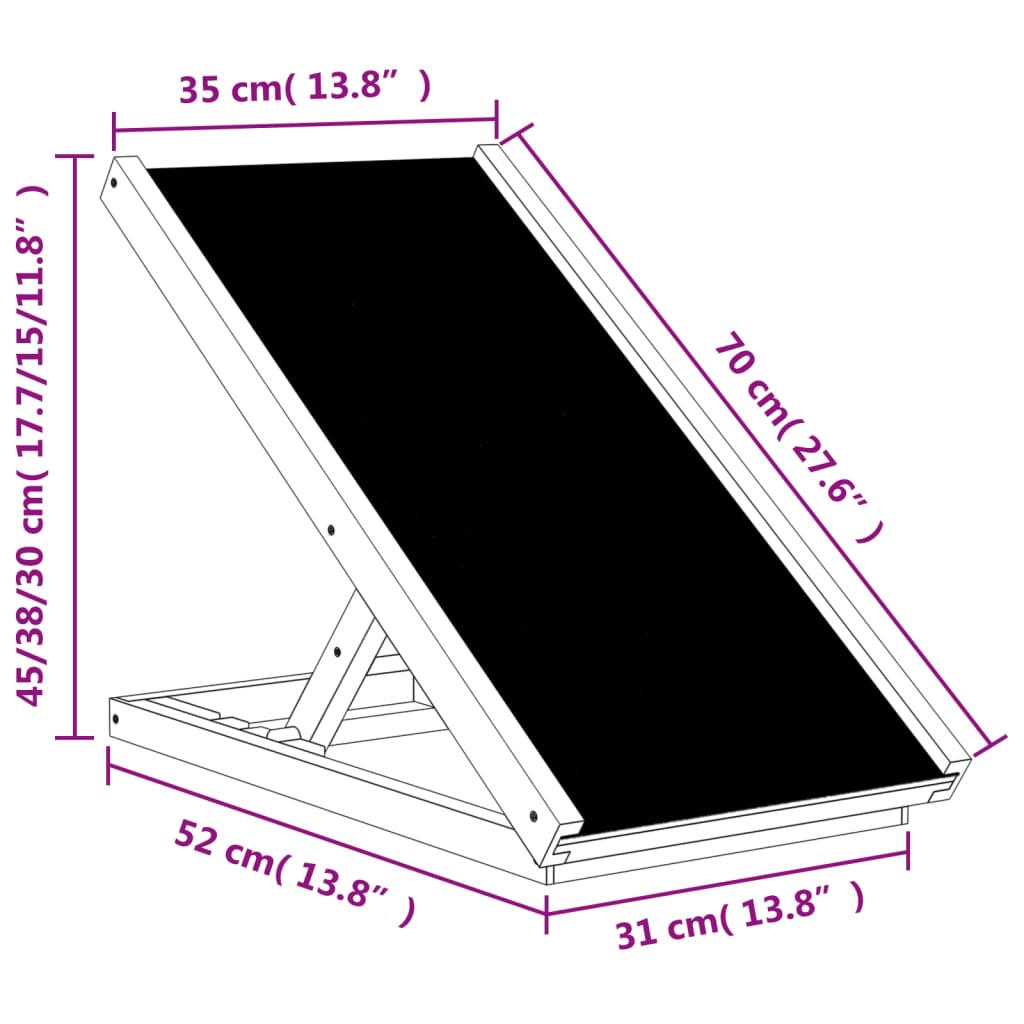 KFX-8219325 Adjustable Solid Wood Dog Ramp for Easy Access to Beds and Sofas