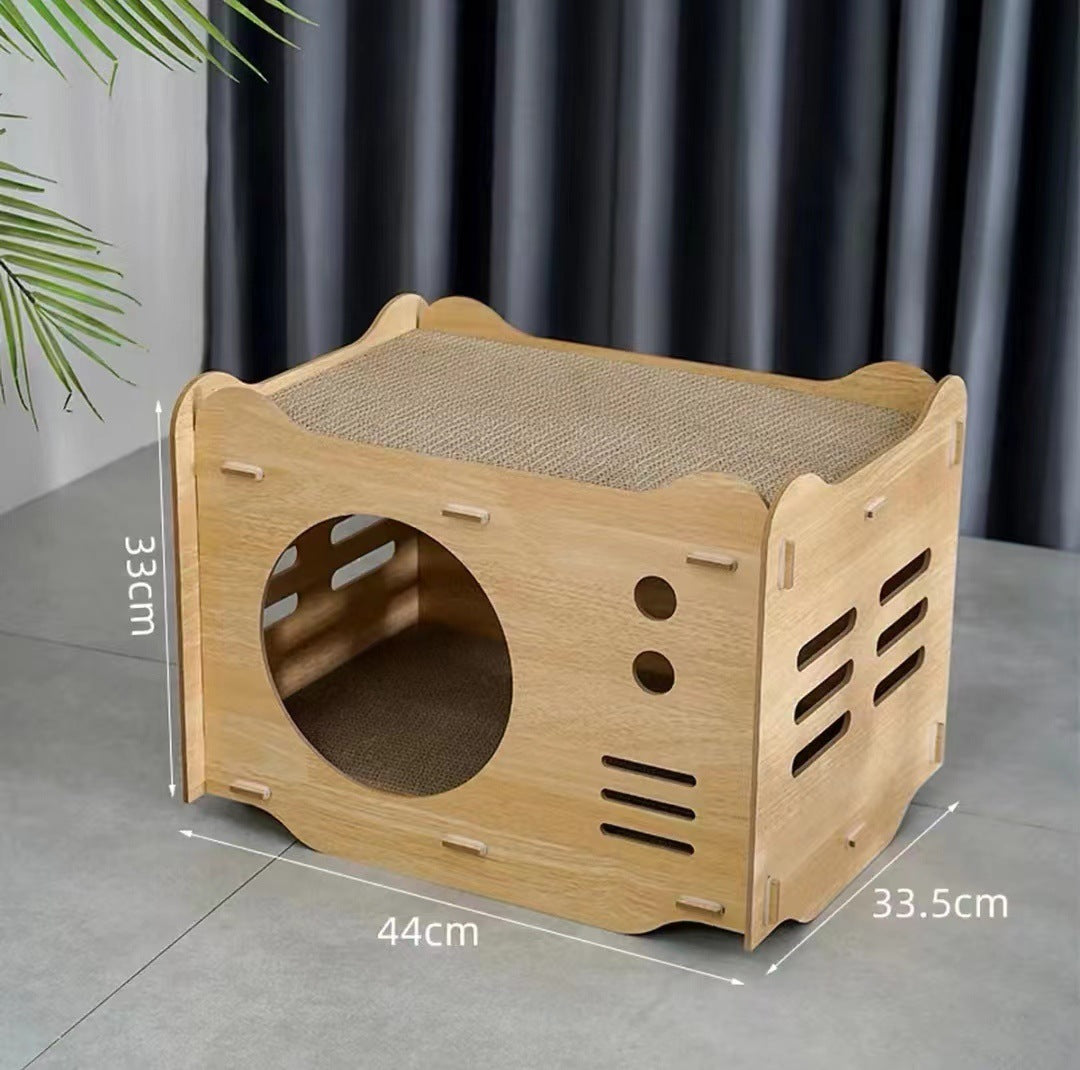 KFX-8220221 Vertical Double Layer Cat Scratch Board – Wear-resistant with Integrated Scraper, Bamboo Pattern Design