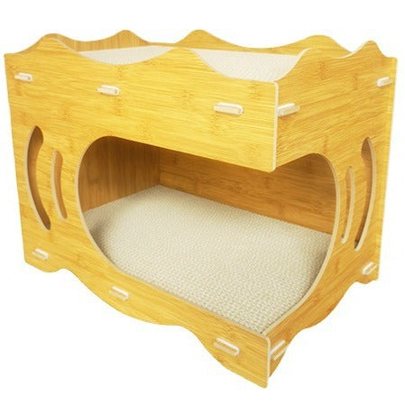 KFX-8220221 Vertical Double Layer Cat Scratch Board – Wear-resistant with Integrated Scraper, Bamboo Pattern Design