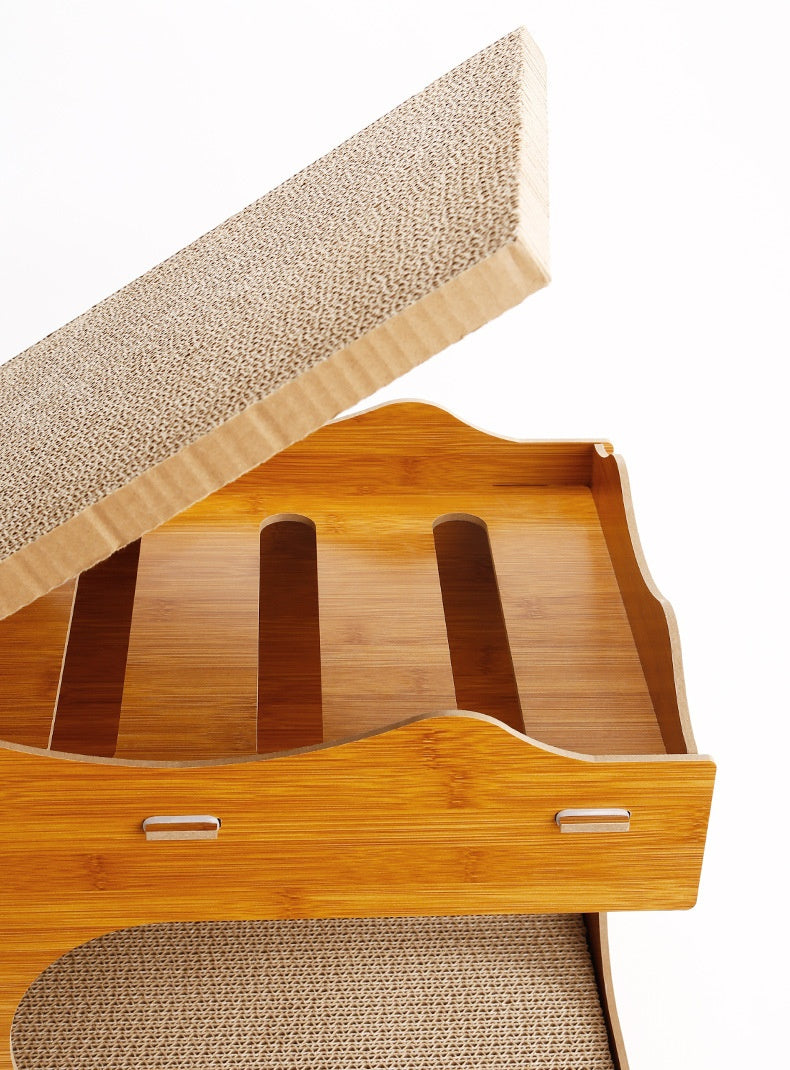 KFX-8220221 Vertical Double Layer Cat Scratch Board – Wear-resistant with Integrated Scraper, Bamboo Pattern Design
