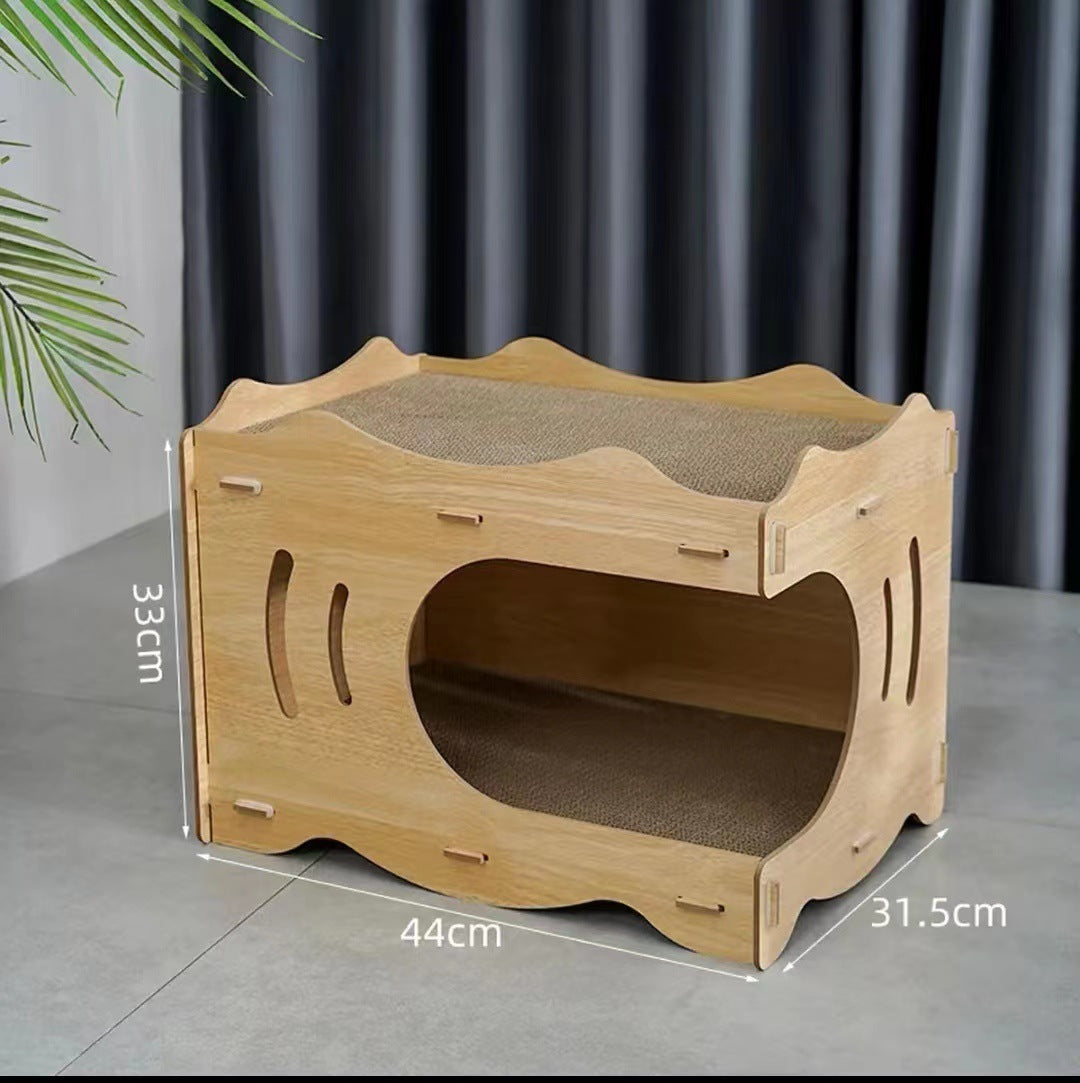 KFX-8220221 Vertical Double Layer Cat Scratch Board – Wear-resistant with Integrated Scraper, Bamboo Pattern Design