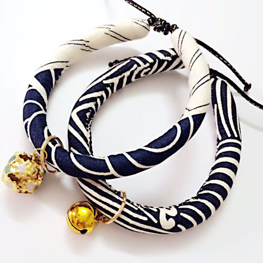 KFX-8222013 Handmade Japanese Style Cotton Pet Collar for Cats and Dogs - Multiple Sizes Available
