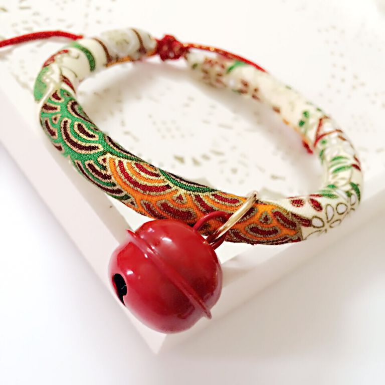 KFX-8222013 Handmade Japanese Style Cotton Pet Collar for Cats and Dogs - Multiple Sizes Available