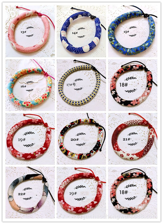 KFX-8222013 Handmade Japanese Style Cotton Pet Collar for Cats and Dogs - Multiple Sizes Available