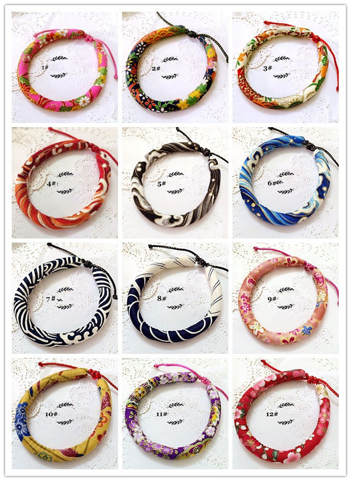 KFX-8222013 Handmade Japanese Style Cotton Pet Collar for Cats and Dogs - Multiple Sizes Available