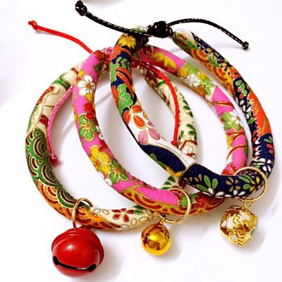 KFX-8222013 Handmade Japanese Style Cotton Pet Collar for Cats and Dogs - Multiple Sizes Available
