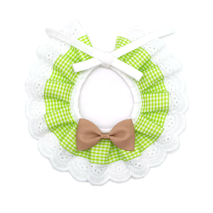 KFX-8222269 Cute Bow Bib for Small Dogs - Fresh Green & Blue Polyester/Cotton with Sizes XS to L