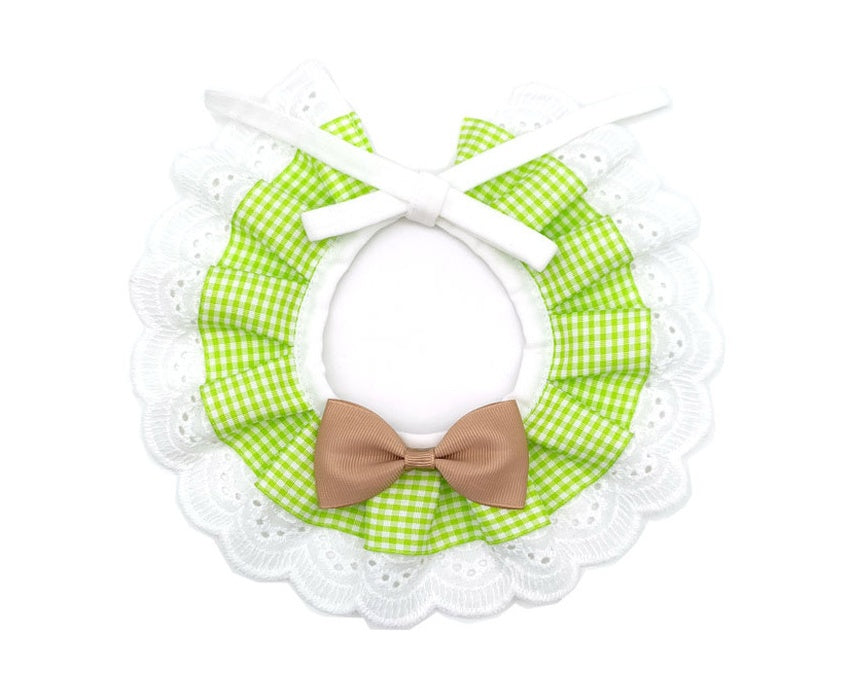 KFX-8222269 Cute Bow Bib for Small Dogs - Fresh Green & Blue Polyester/Cotton with Sizes XS to L