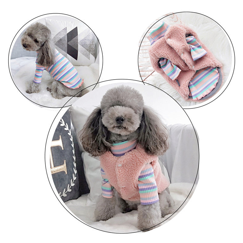 KFX-8224445 Cozy Cotton Vest for Small Dogs and Cats - Soft Lamb Wool, Solid Color, Available in Pink and Brown