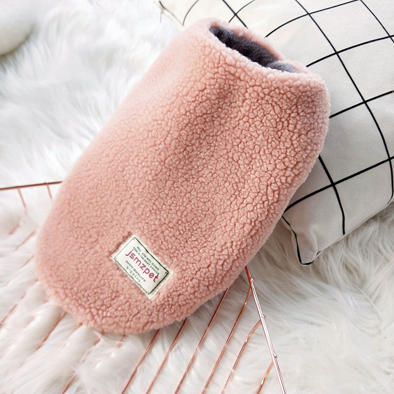 KFX-8224445 Cozy Cotton Vest for Small Dogs and Cats - Soft Lamb Wool, Solid Color, Available in Pink and Brown