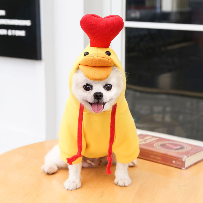 KFX-8225085 Cozy Cream Fleece Dog Hoodie for Autumn and Winter - Two-Legged Design