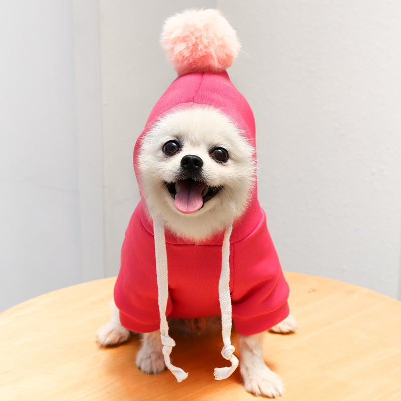 KFX-8225085 Cozy Cream Fleece Dog Hoodie for Autumn and Winter - Two-Legged Design