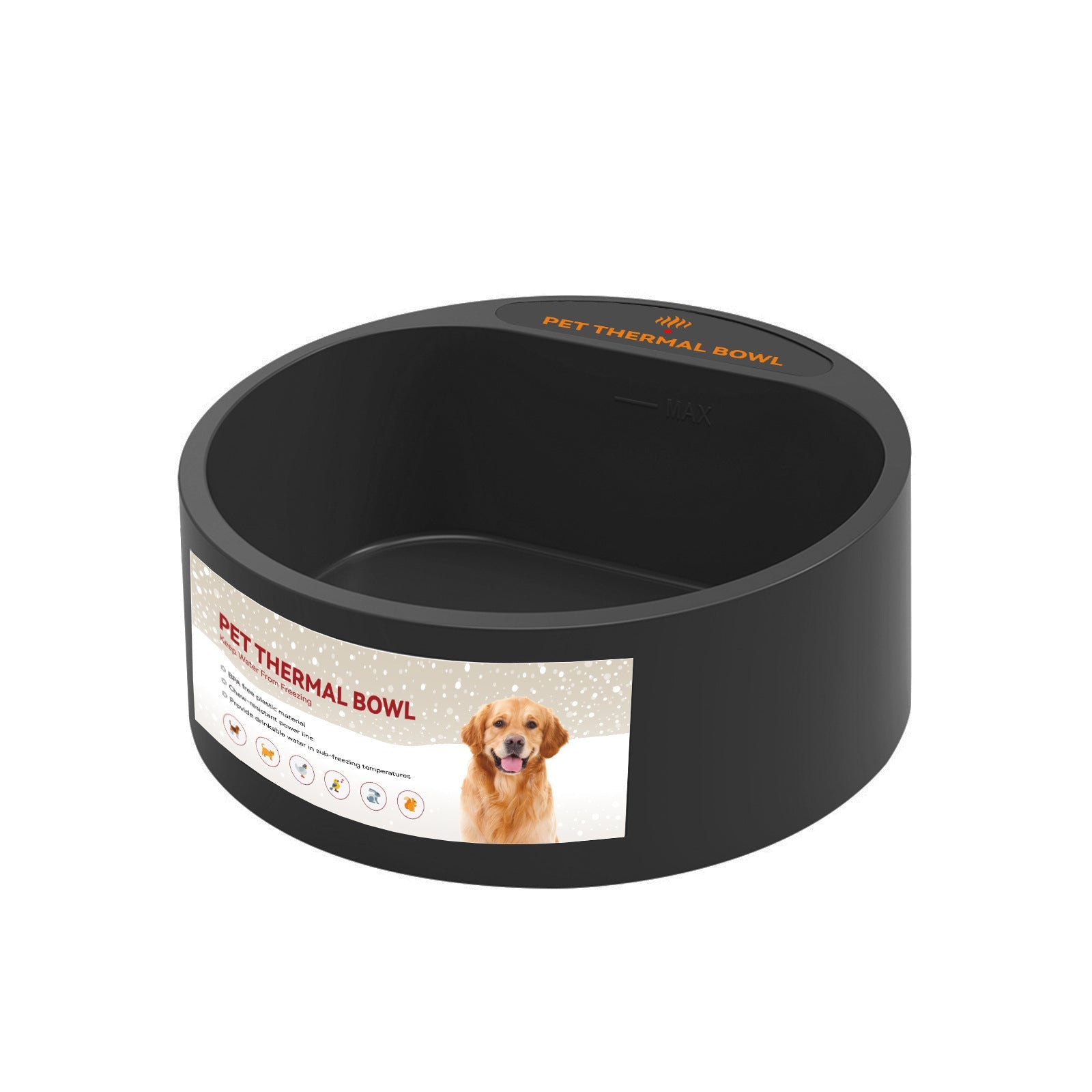 KFX-8225981 Heating Pet Bowl with Constant Temperature - 2.2L Capacity, Black, 35W, ABS Material