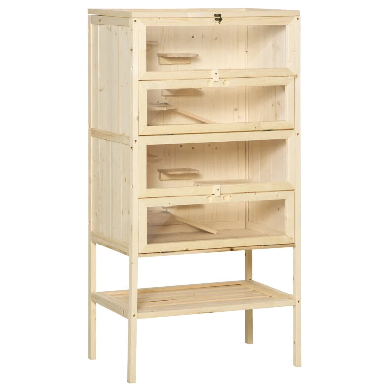 KFX-8229437 5-Tier Wooden Hamster and Small Animal Cage with Openable Top and Storage Shelf