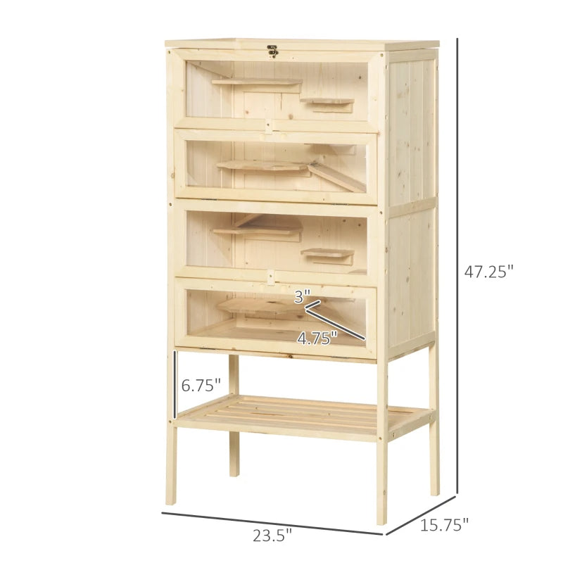 KFX-8229437 5-Tier Wooden Hamster and Small Animal Cage with Openable Top and Storage Shelf