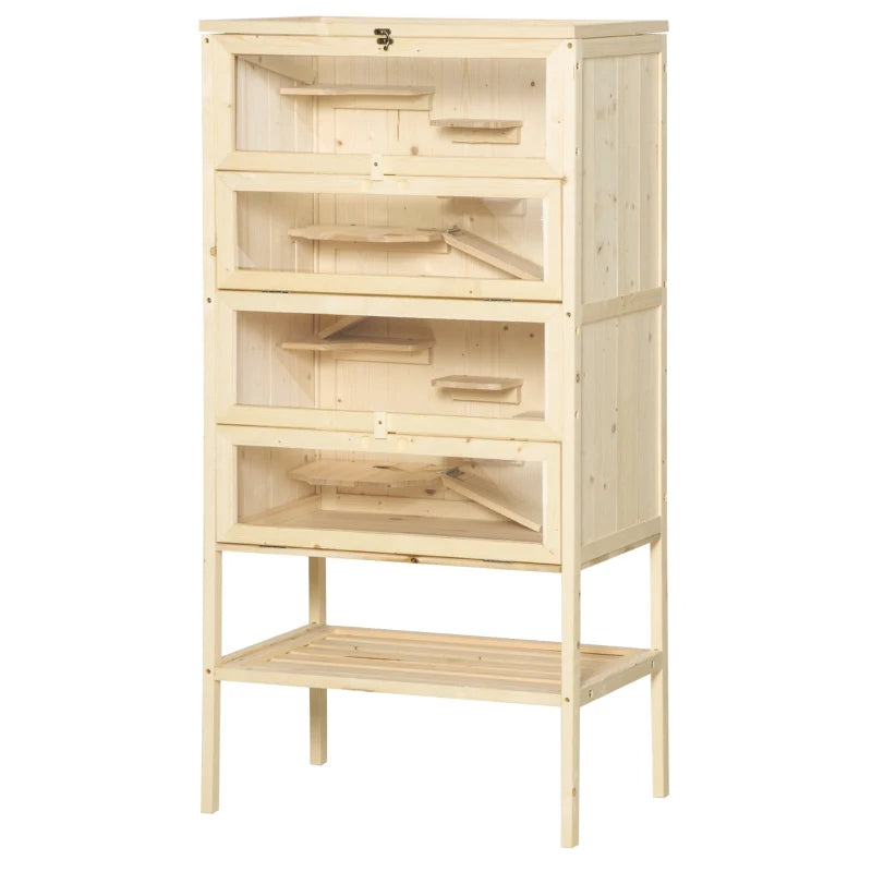 KFX-8229437 5-Tier Wooden Hamster and Small Animal Cage with Openable Top and Storage Shelf