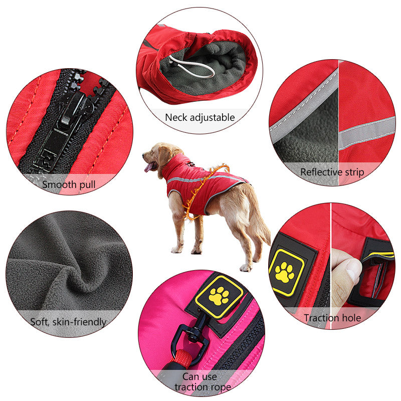 KFX-8229949 Thickened Windproof Winter Dog Coat - Reversible Polar Fleece Vest for All Breeds