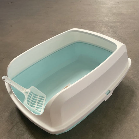 KFX-8231229 Semi-Enclosed Cat Litter Box with Privacy Shield for Easy Cleaning and Odor Control