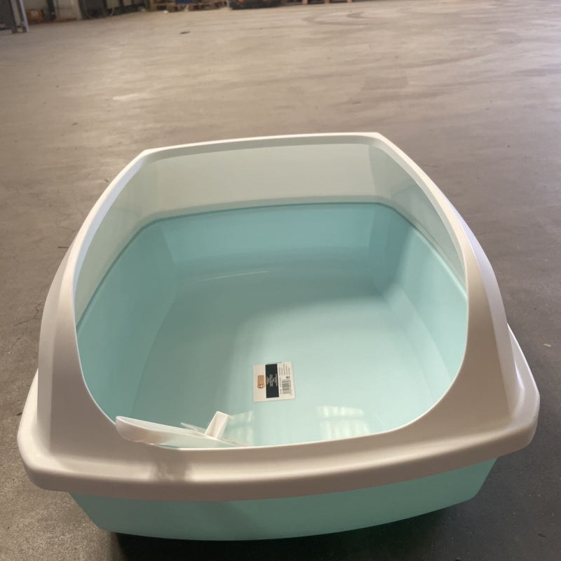 KFX-8231229 Semi-Enclosed Cat Litter Box with Privacy Shield for Easy Cleaning and Odor Control