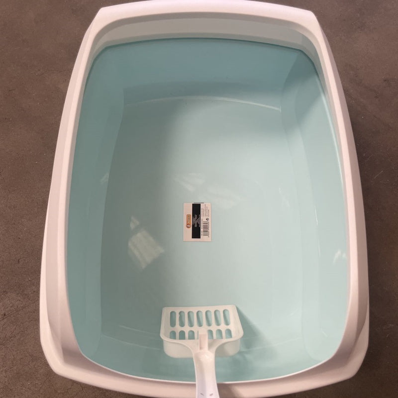 KFX-8231229 Semi-Enclosed Cat Litter Box with Privacy Shield for Easy Cleaning and Odor Control