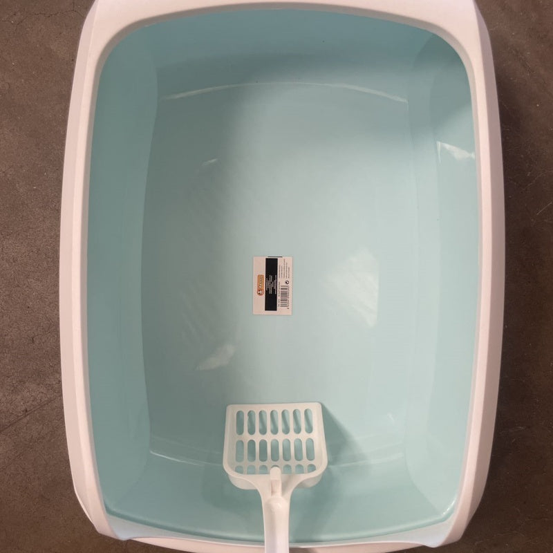 KFX-8231229 Semi-Enclosed Cat Litter Box with Privacy Shield for Easy Cleaning and Odor Control