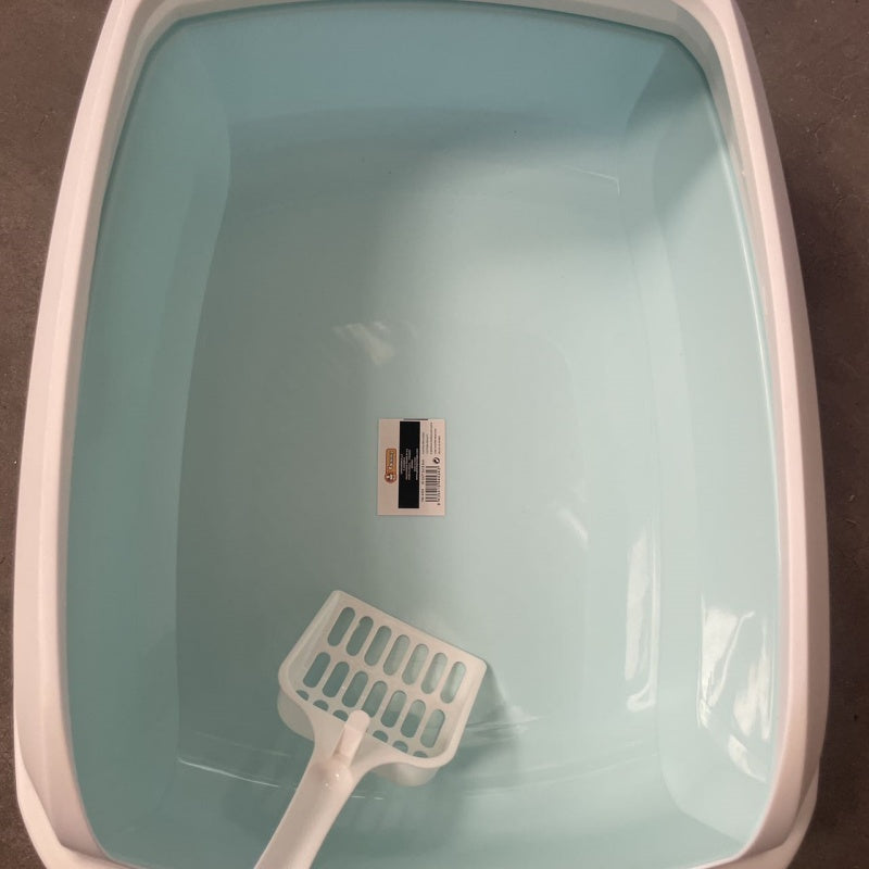 KFX-8231229 Semi-Enclosed Cat Litter Box with Privacy Shield for Easy Cleaning and Odor Control